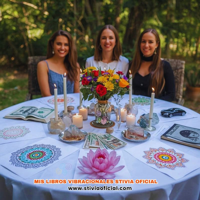 Libros de mandalas en una mesa vibracion y sanación, espiritualidad y desarrollo de conciencia transforma tu realidad